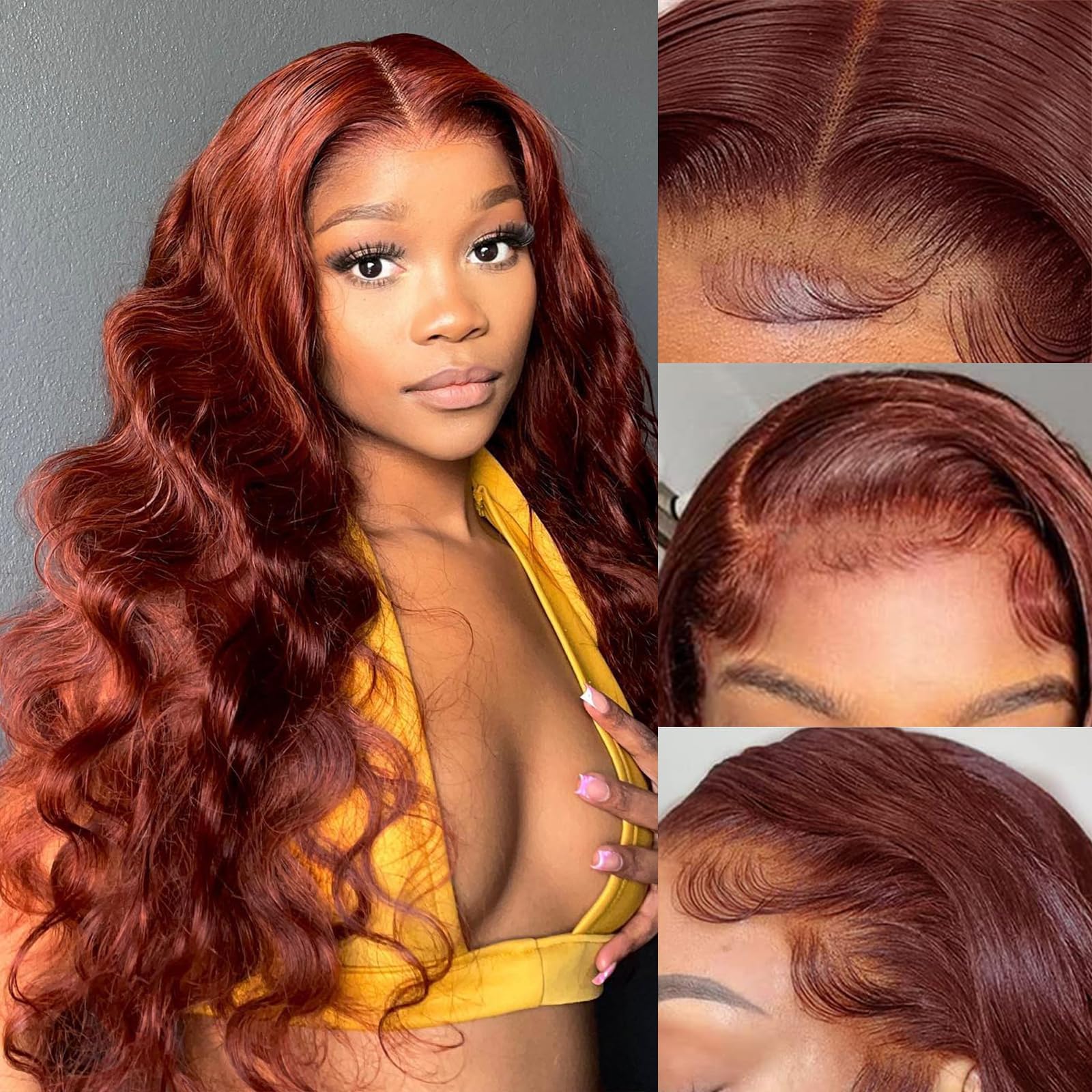 IDHERE Reddish Brown Lace Front Wigs Human Hair 13x4 Body Wave Wigs Human Hair Wig