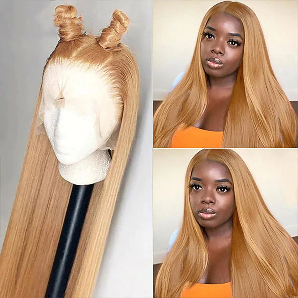 IDHERE #27 Honey Blonde Lace Front Wigs Human Hair Straight 13x4 HD Lace Front Wigs Human Hair