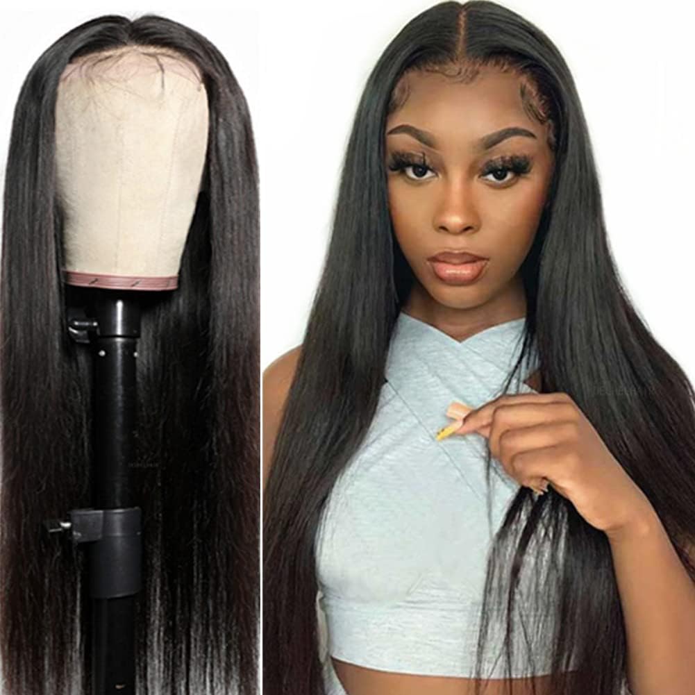 IDHERE Straight Lace Front Wigs Human Hair for Women 4x4 HD Transparent Lace Closure Wigs