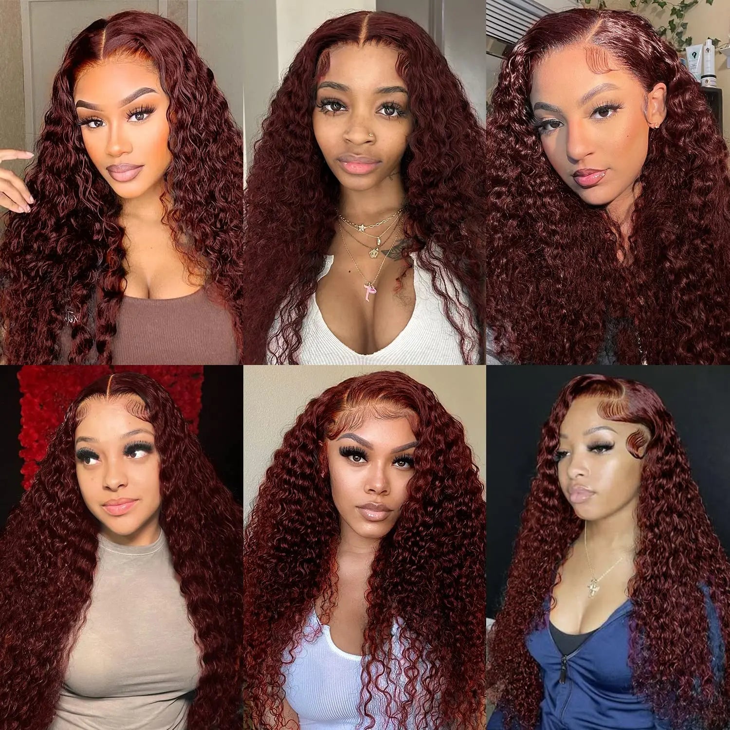 IDHERE 13x4 Lace Frontal Wig Jerry Curly Reddish Brown Color Human Hair Wigs Pre Plucked