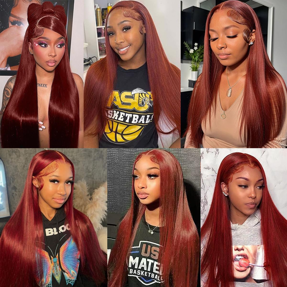 IDHERE Reddish Brown Lace Front Wigs Human Hair Straight 13x4 HD Lace Front Wigs Human Hair Pre Plucked