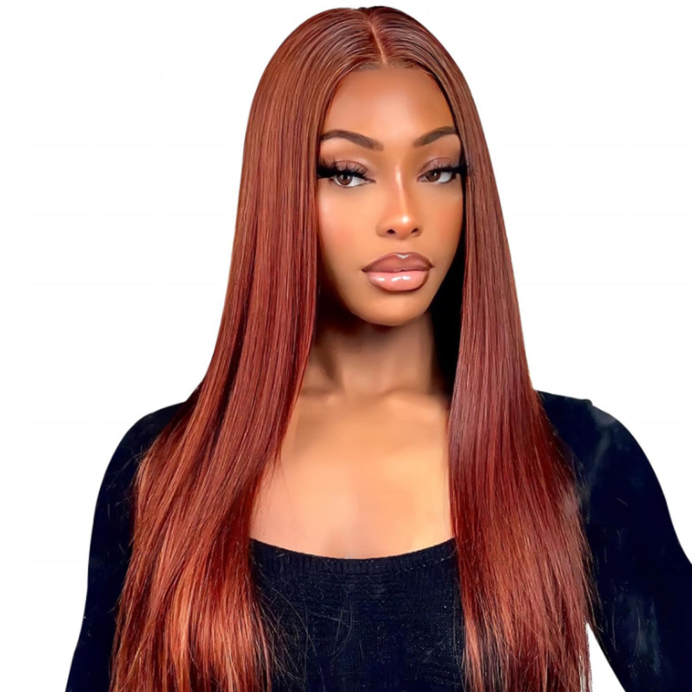 IDHERE Reddish Brown Lace Front Wigs Human Hair Straight 13x4 HD Lace Front Wigs Human Hair Pre Plucked