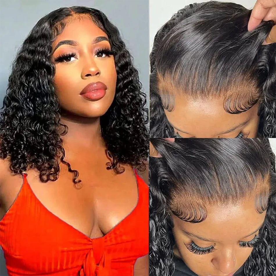 IDHERE 8x5 Water Wave Lace Closure Glueless Wig Pre Cut 100% Unprocessed Virgin Human Hair