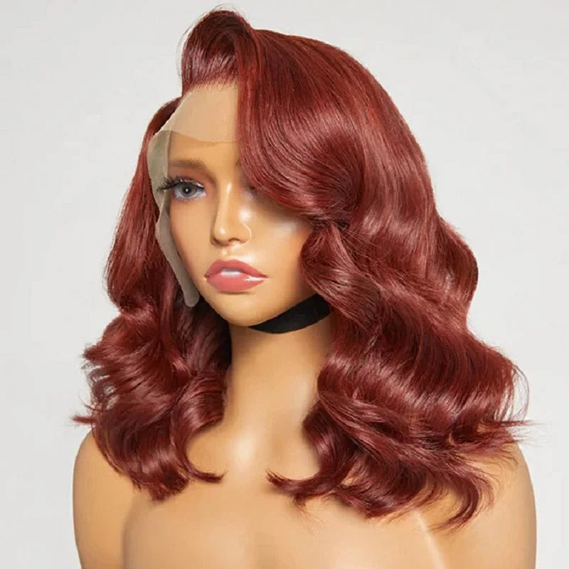 IDHERE Color 33 Reddish Brown Body wave Wig Human Hair 13x4 Lace Front Wigs