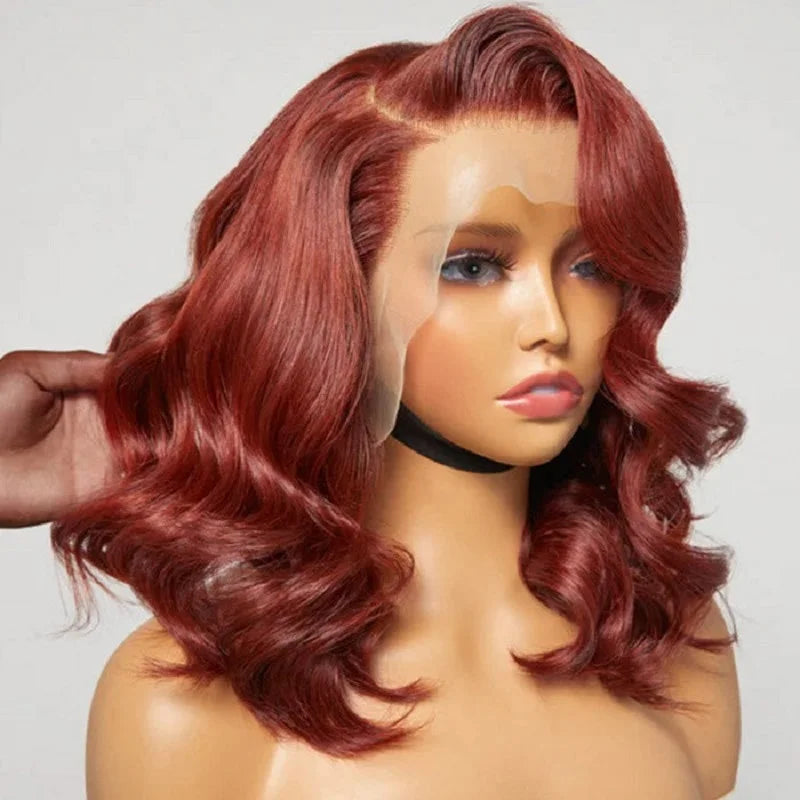 IDHERE Color 33 Reddish Brown Body wave Wig Human Hair 13x4 Lace Front Wigs