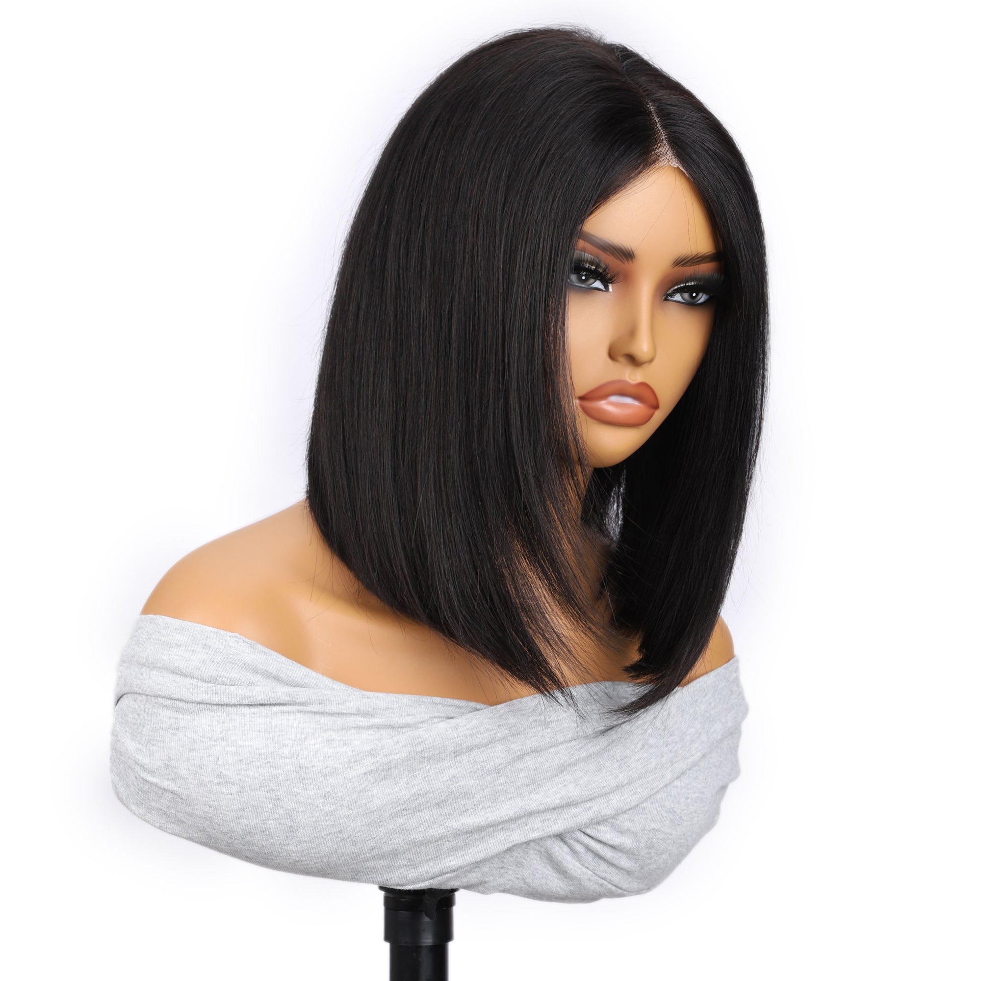 IDHERE Glueless Bob 5X5 Lace Wigs Pre Plucked Straight Closure Virgin Human Hair