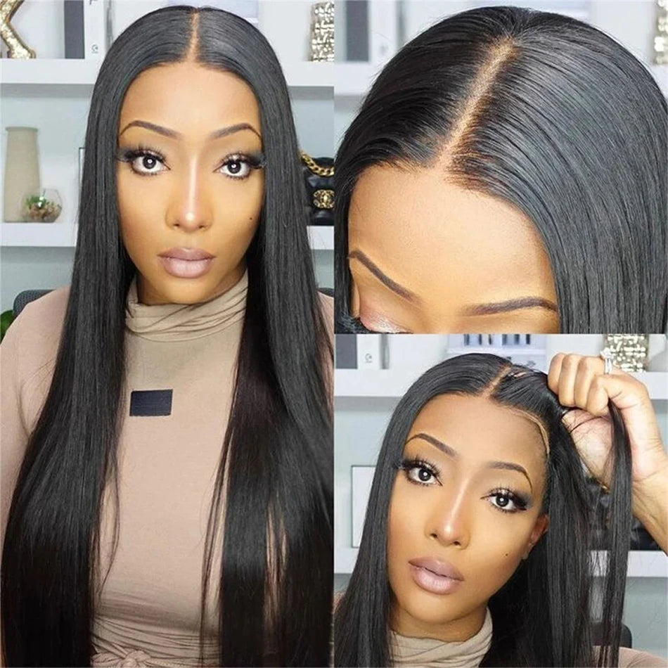 IDHERE Wear and Go 8x5 Lace Closure Glueless Straight Wigs Human Hair