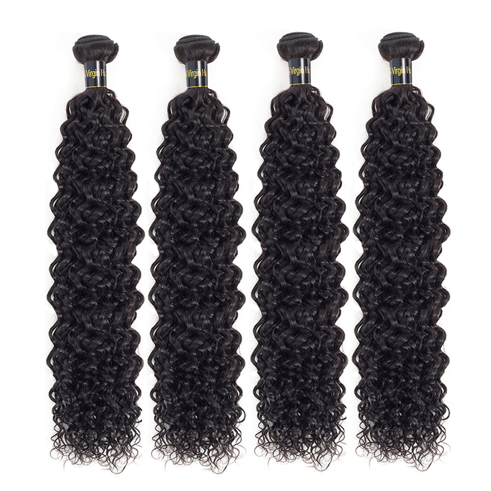 IDHERE Water Wave Bundles Human Hair 4 Bundles 14A Brazilian Virgin Hair Wet and Wavy Human Hair Bundles