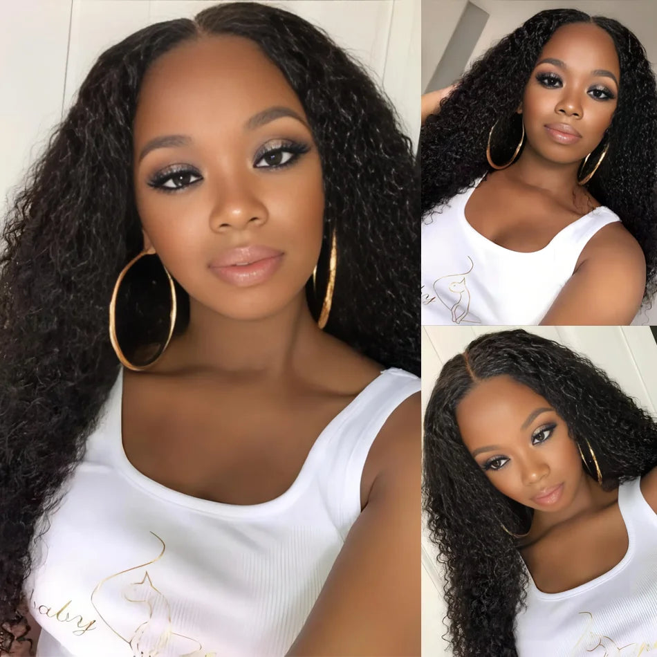 IDHERE Wear and Go 8x5 Lace Closure Glueless Wigs Human Hair Pre Cut Deep Wave Lace Front Wigs