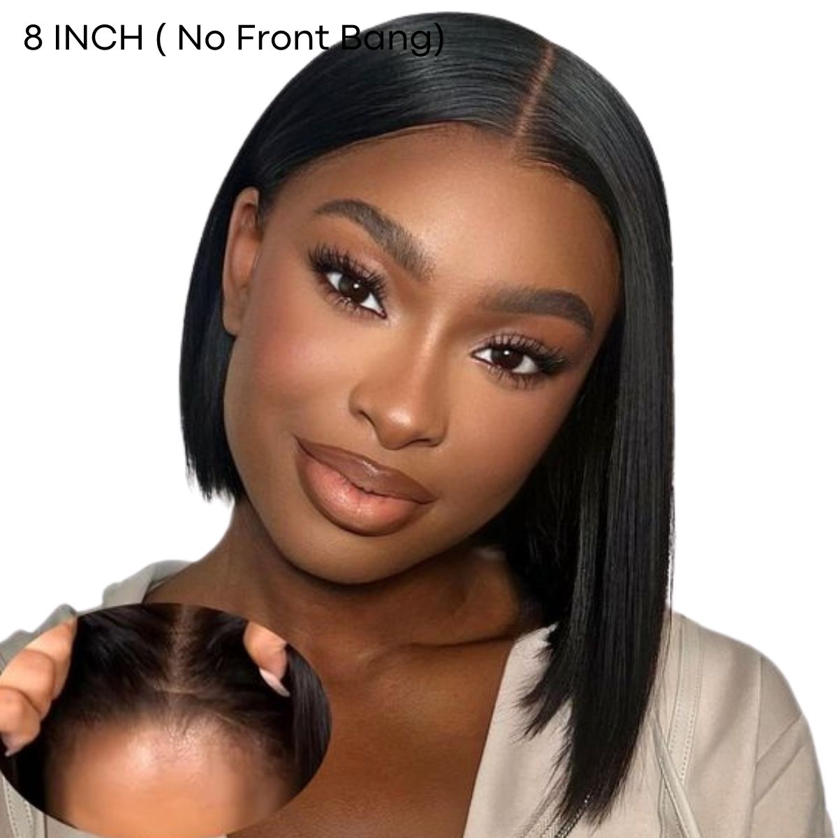 IDHERE 12A Bone Hair Series Bob Wig Series 5X5 Lace Glueless Bob Wig with Removable Front Bangs Human Hair for Black Women