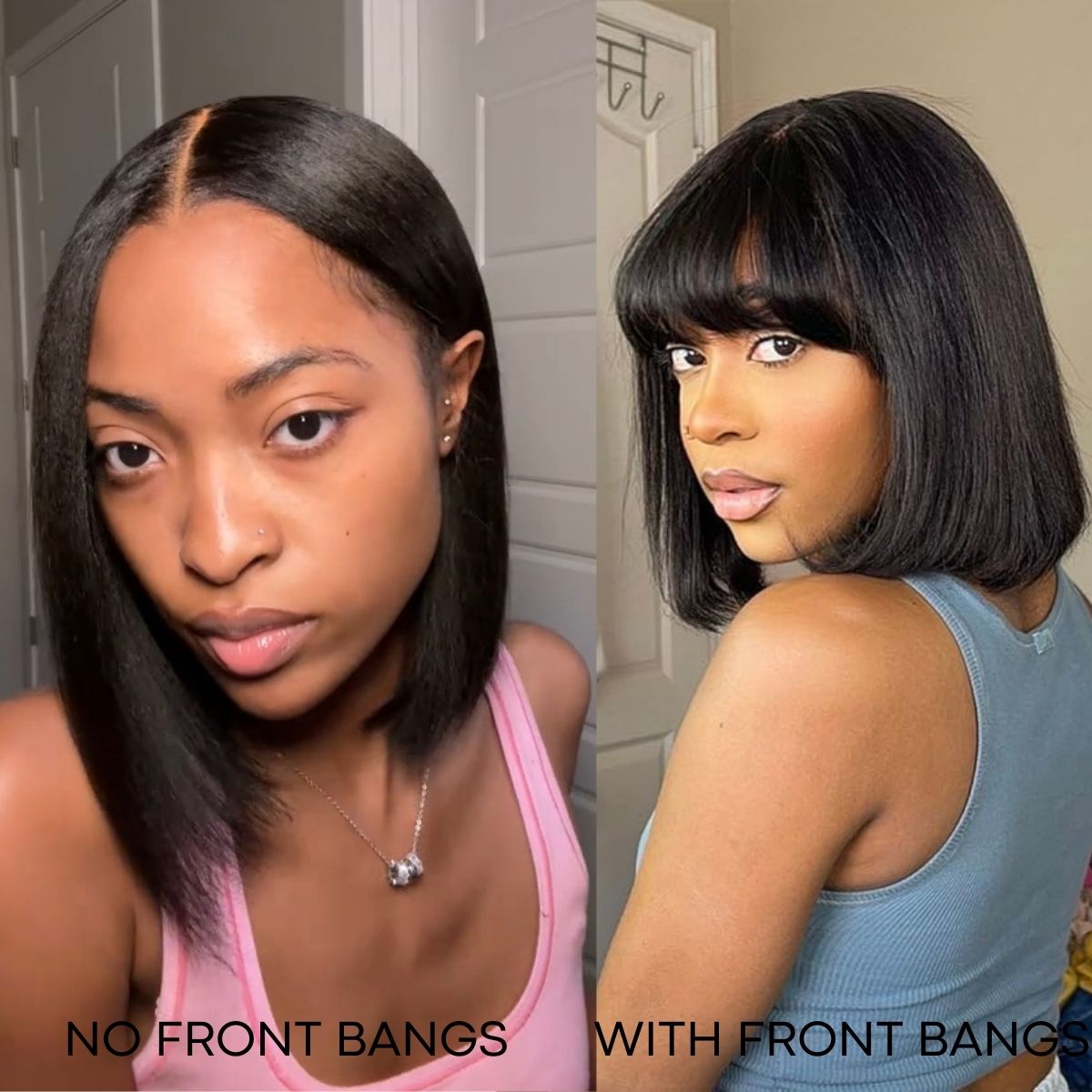 IDHERE 12A Bone Hair Series Bob Wig Series 5X5 Lace Glueless Bob Wig with Removable Front Bangs Human Hair for Black Women