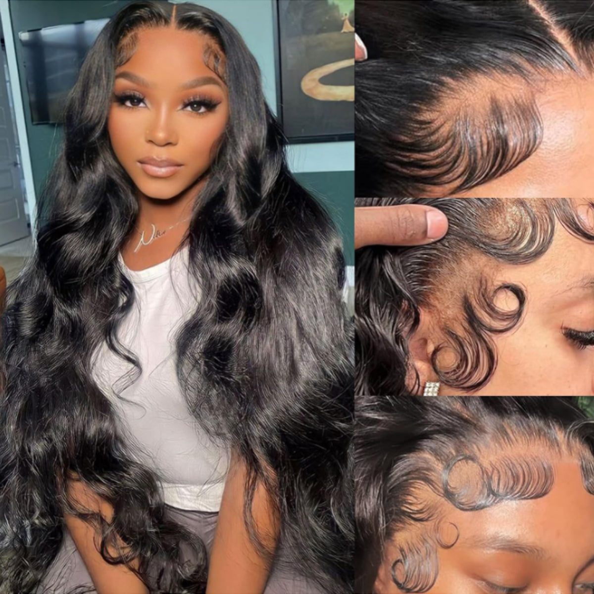 IDHERE Wear and Go 8x5 Lace Closure Glueless Wigs Human Hair Pre Cut Body Wave Lace Front Wigs