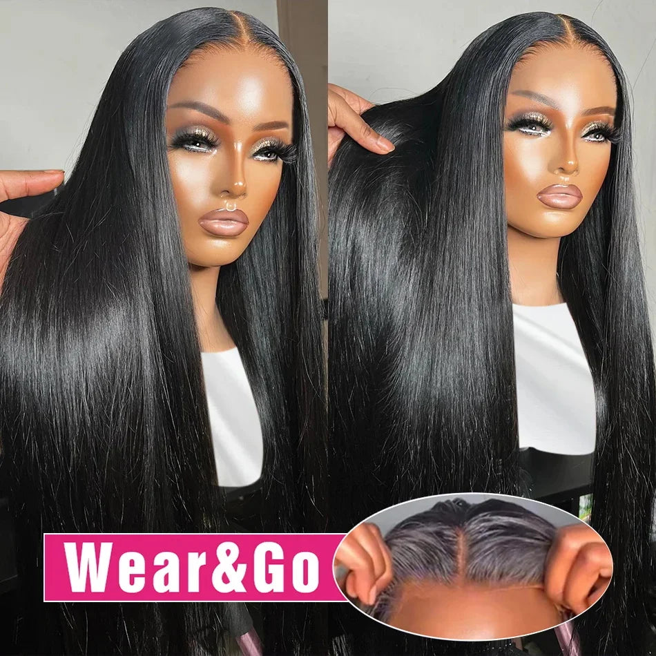 IDHERE Wear and Go 8x5 Lace Closure Glueless Straight Wigs Human Hair