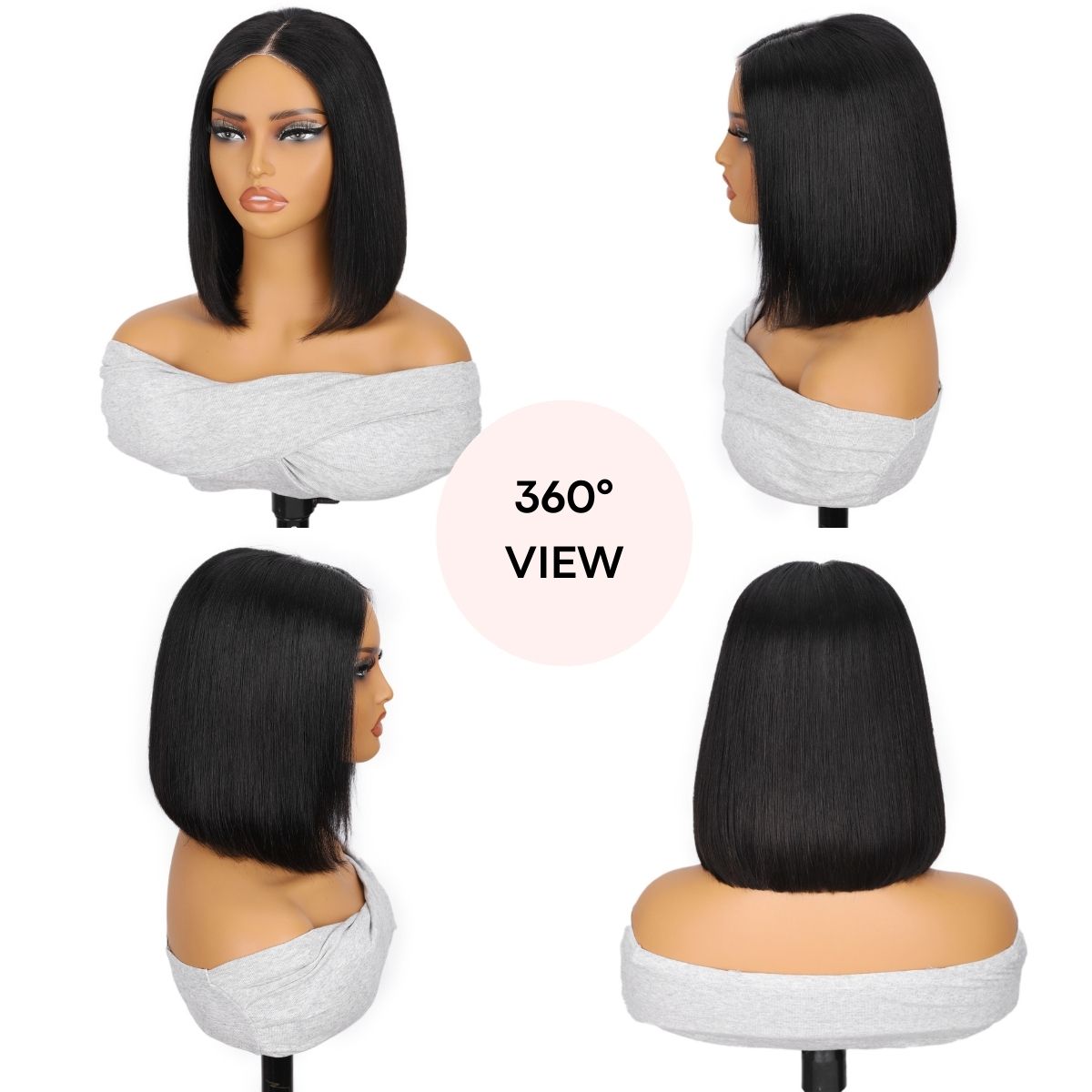 IDHERE Glueless Bob 5X5 Lace Wigs Pre Plucked Straight Closure Virgin Human Hair