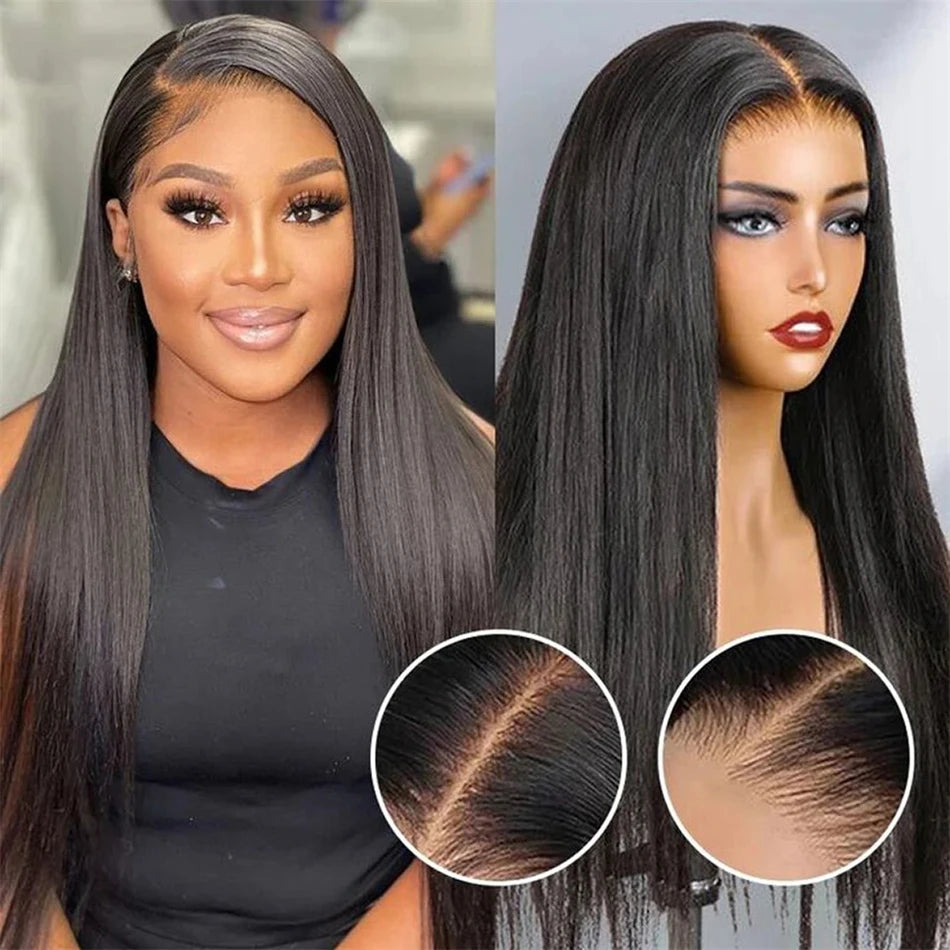 IDHERE Wear and Go 8x5 Lace Closure Glueless Straight Wigs Human Hair