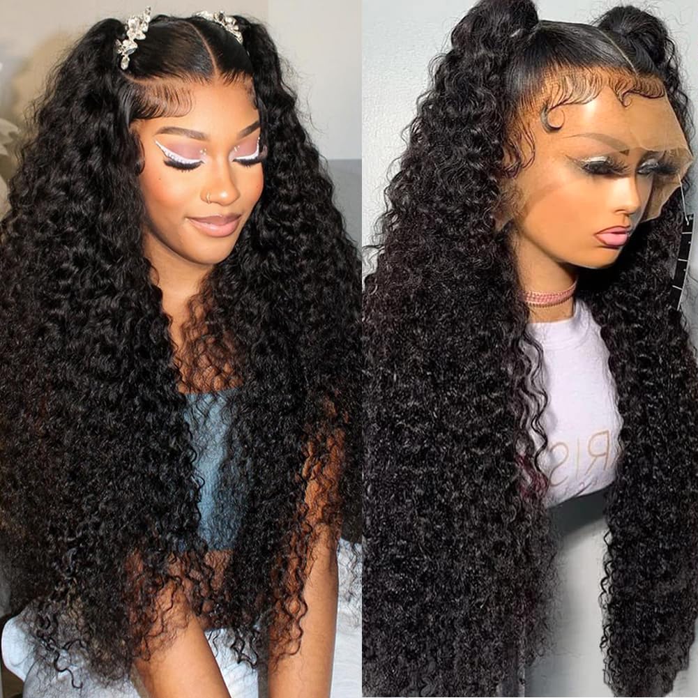 IDHERE Water Wave 13x6 HD Lace Front Wigs Human Hair Pre Plucked With Baby Hair 180% Density Deep Part Curly Wigs