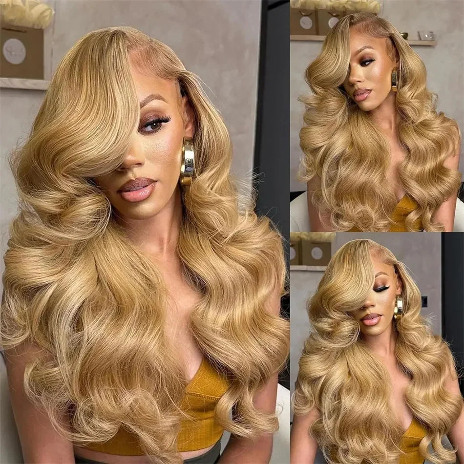 IDHERE #27 Honey Blonde Lace Front Wigs Human Hair 13x4 Body Wave Wigs Human Hair Wig