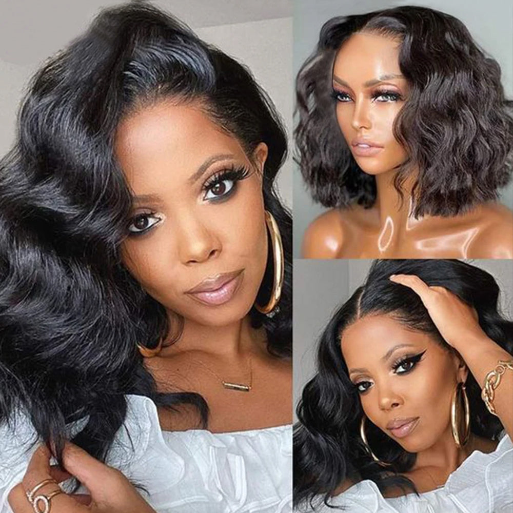 IDHERE 13x4 #1 Body Wave Bob Wig Human Hair Lace Front Wigs for Black Women Pre Plucked 180% Density