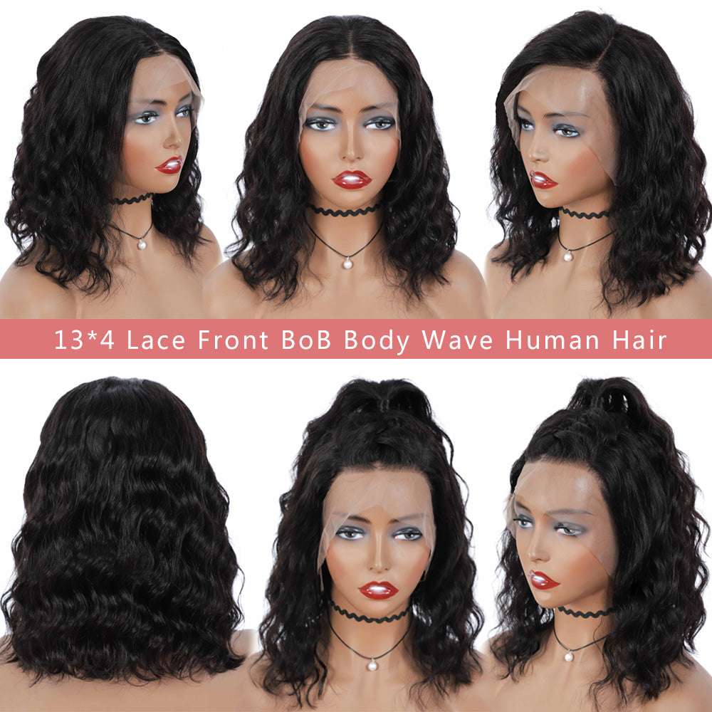 IDHERE 13x4 #1 Body Wave Bob Wig Human Hair Lace Front Wigs for Black Women Pre Plucked 180% Density