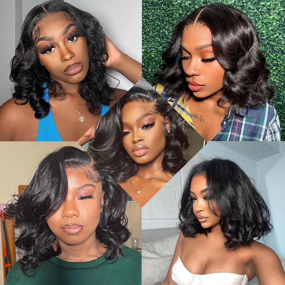 IDHERE 13x4 #1 Body Wave Bob Wig Human Hair Lace Front Wigs for Black Women Pre Plucked 180% Density