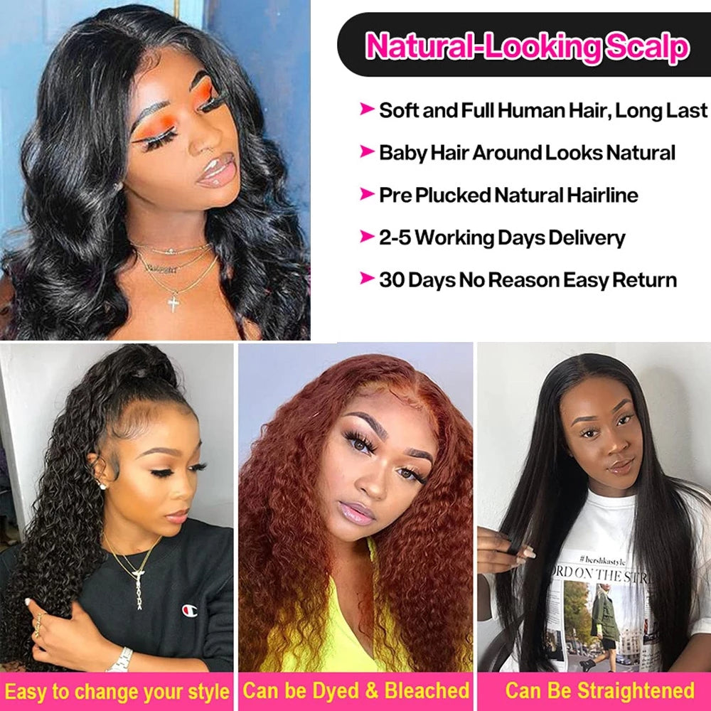 IDHERE 13x6 #1 Body Wave Lace Front Wigs Human Hair Pre Plucked Glueless Wigs Human Hair Lace Frontal Wigs