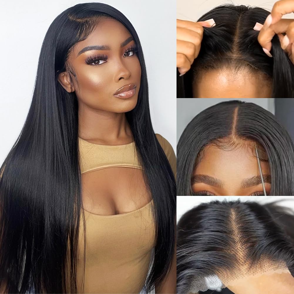 IDHERE 13x6 Lace Front #1 Wigs Human Hair Pre Plucked 180 Density Straight HD Transparent Glueless Wigs