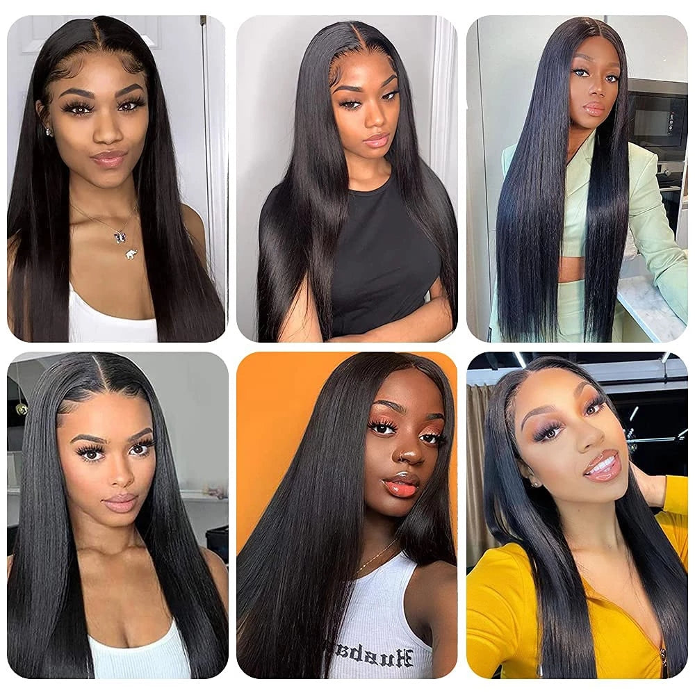 IDHERE 13x6 Lace Front #1 Wigs Human Hair Pre Plucked 180 Density Straight HD Transparent Glueless Wigs