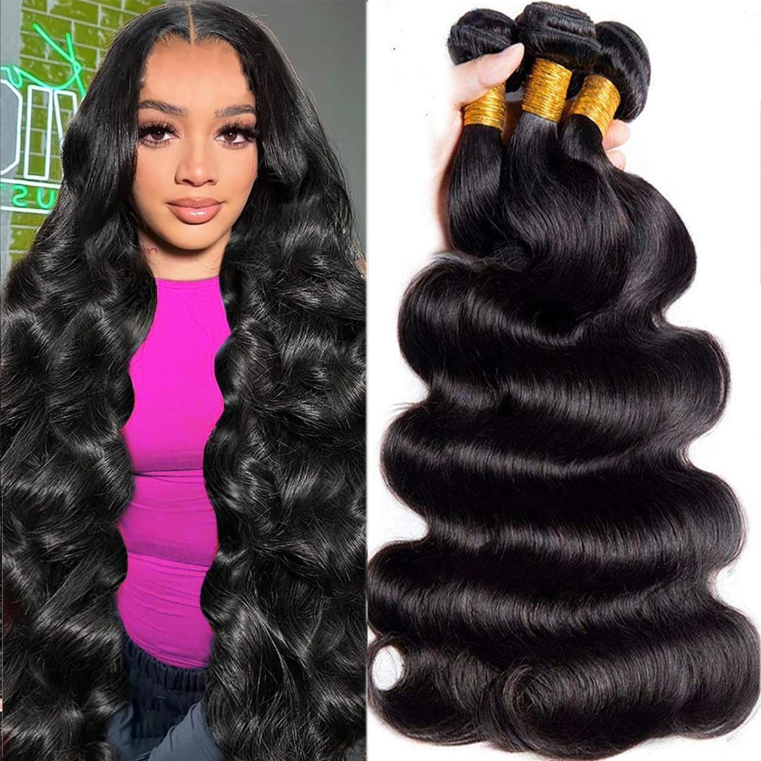 IDHERE 14A Body Wave Hair Human Hair Bundles 100% Unprocessed Virgin Human Hair Weave 4 Bundles Hair