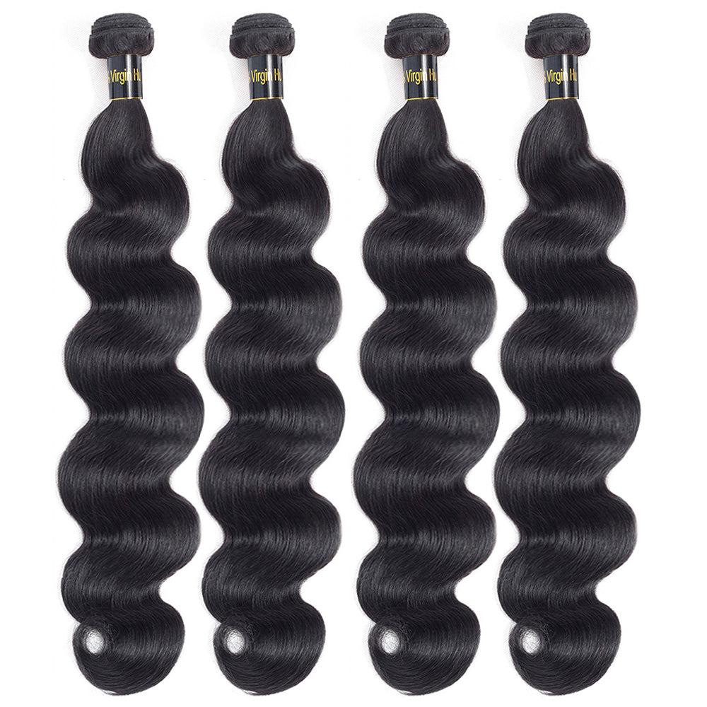 IDHERE 14A Body Wave Hair Human Hair Bundles 100% Unprocessed Virgin Human Hair Weave 4 Bundles Hair