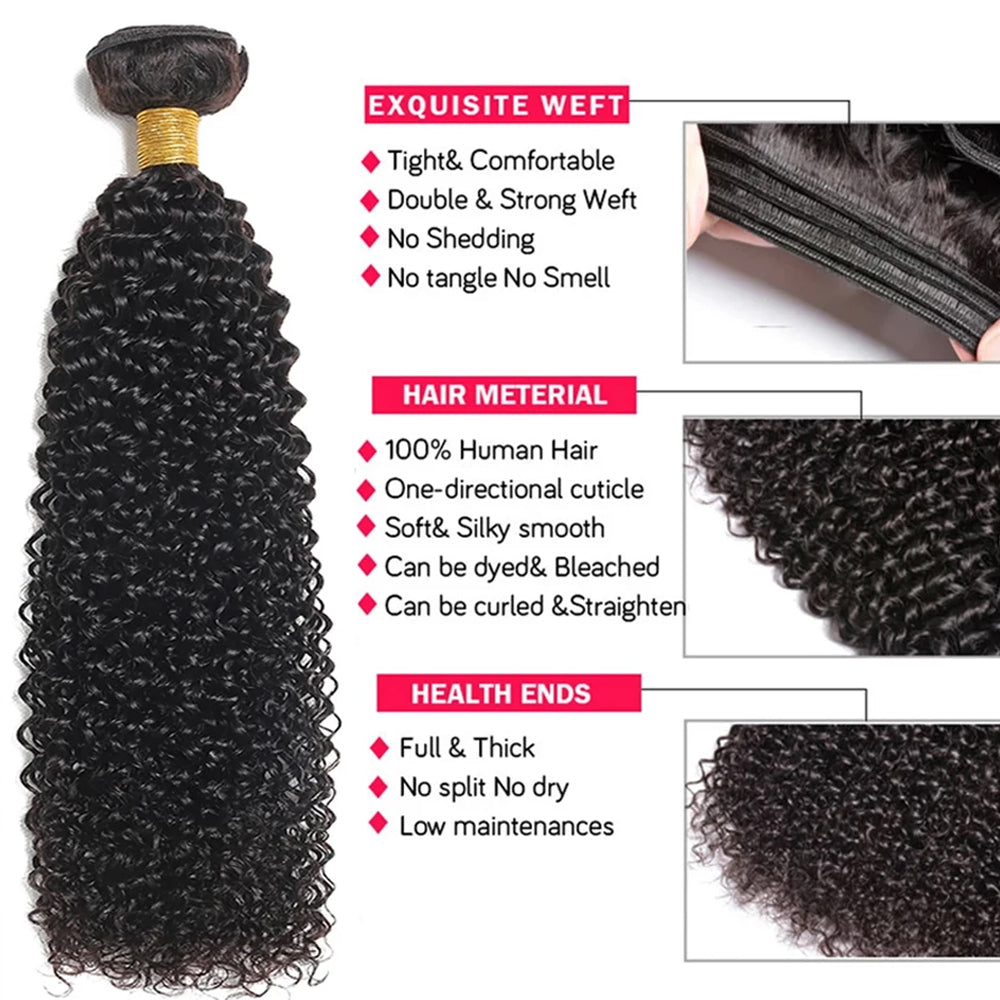 IDHERE 14A Brazilian Virgin Remy Hair Curly Weave Human Hair Bundles Virgin Kinky Curly Hair 4 Bundles