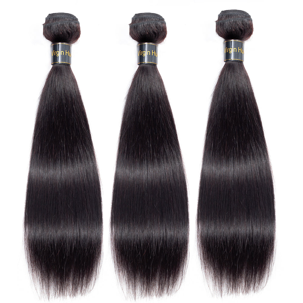 IDHERE 14A Straight Hair Human Hair Bundles 100% Unprocessed Virgin Straight Human Hair Weave 3 Bundles Hair