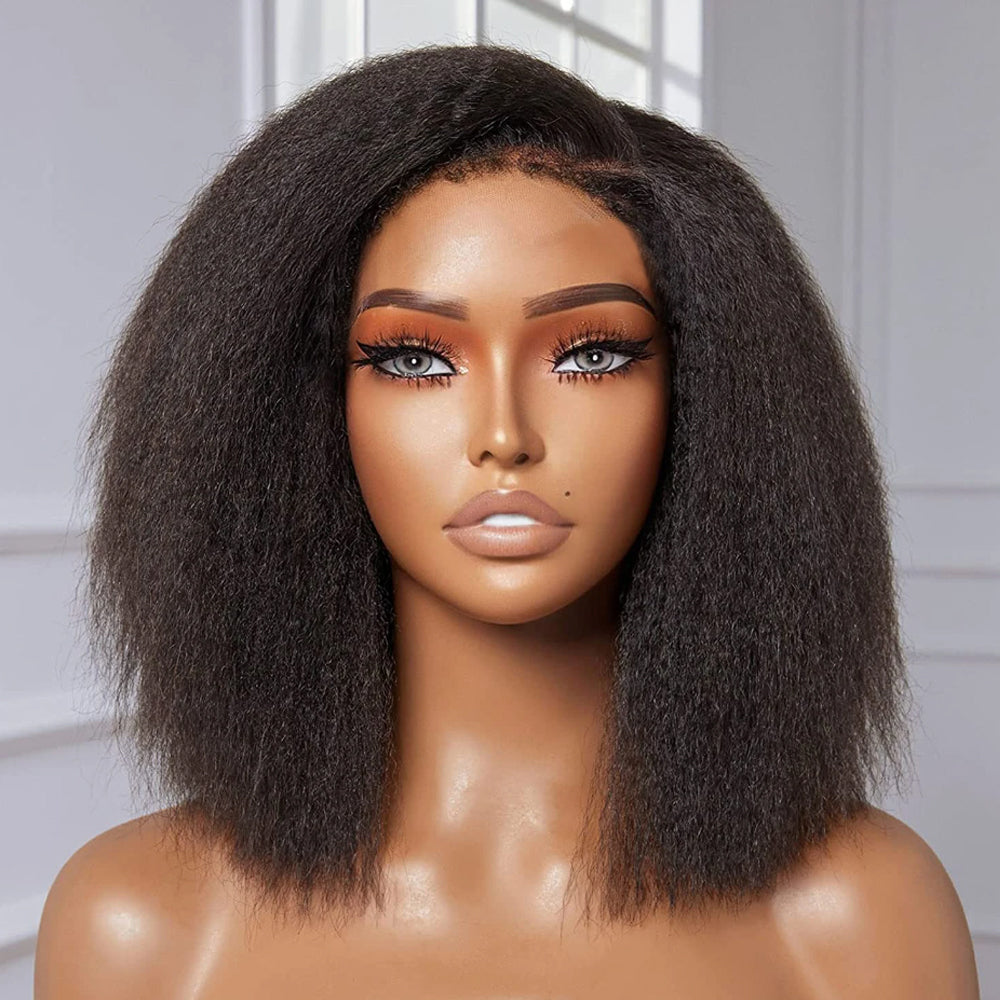 IDHERE 180% Density Kinky Straight Wig Human Hair 13x4 HD Lace Front Wigs Yaki Straight Lace Closure Human Hair Wigs