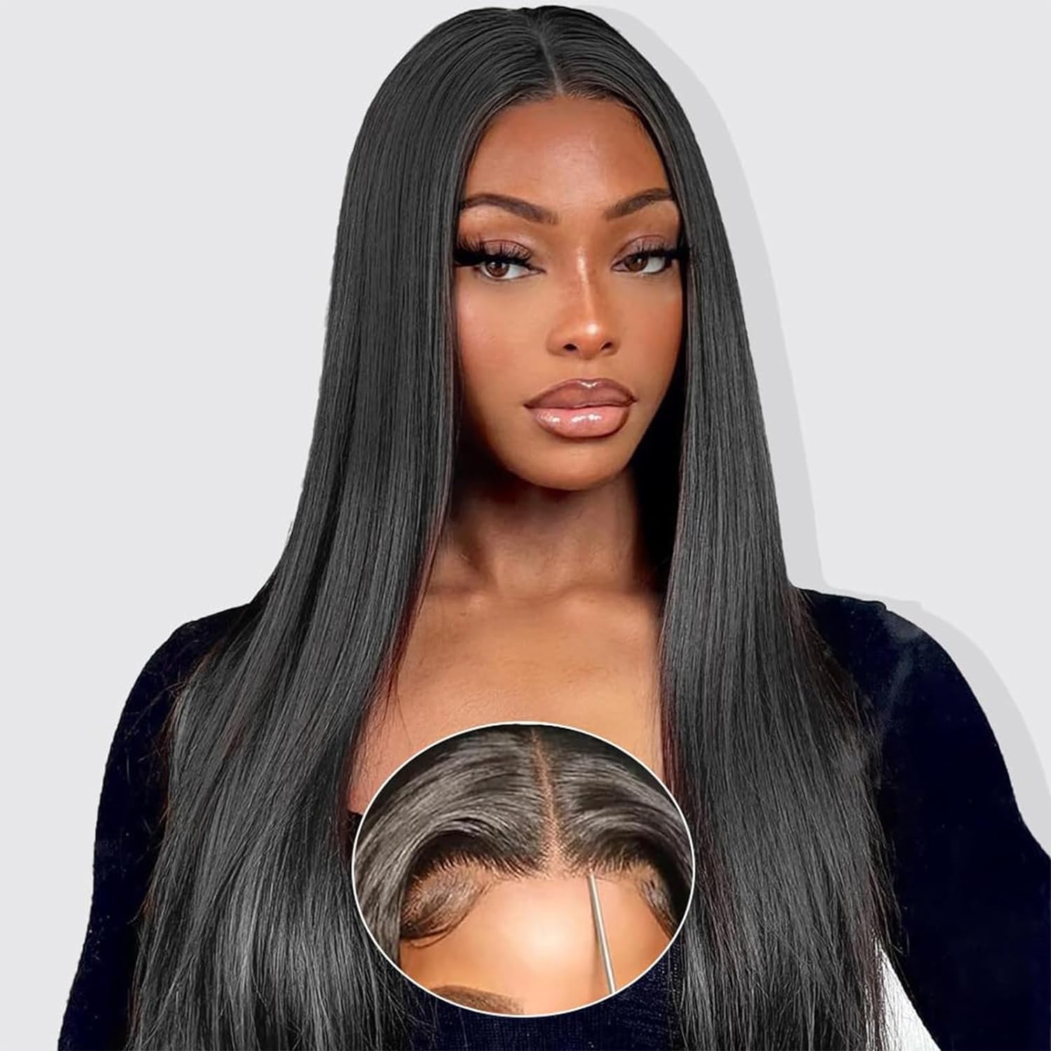 IDHERE 180% Density Straight Wear and Go Glueless Wigs 8×5 HD Lace Front Wigs Human Hair Wig