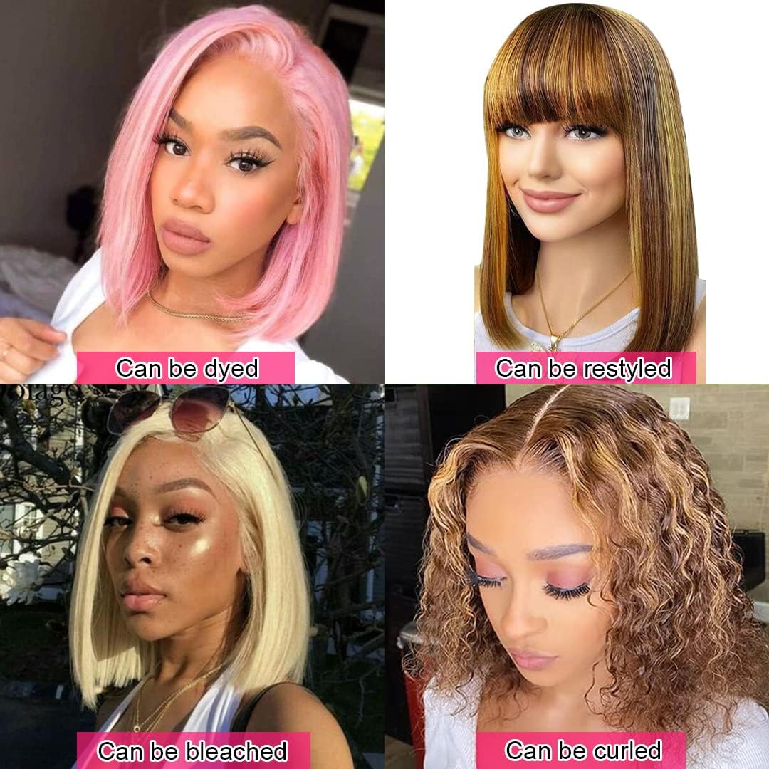 IDHERE 4/27 Highlight Water Wave Bob Wig 13x4 Lace Front Human Hair Wig Wet and Wavy Lace Frontal Wigs