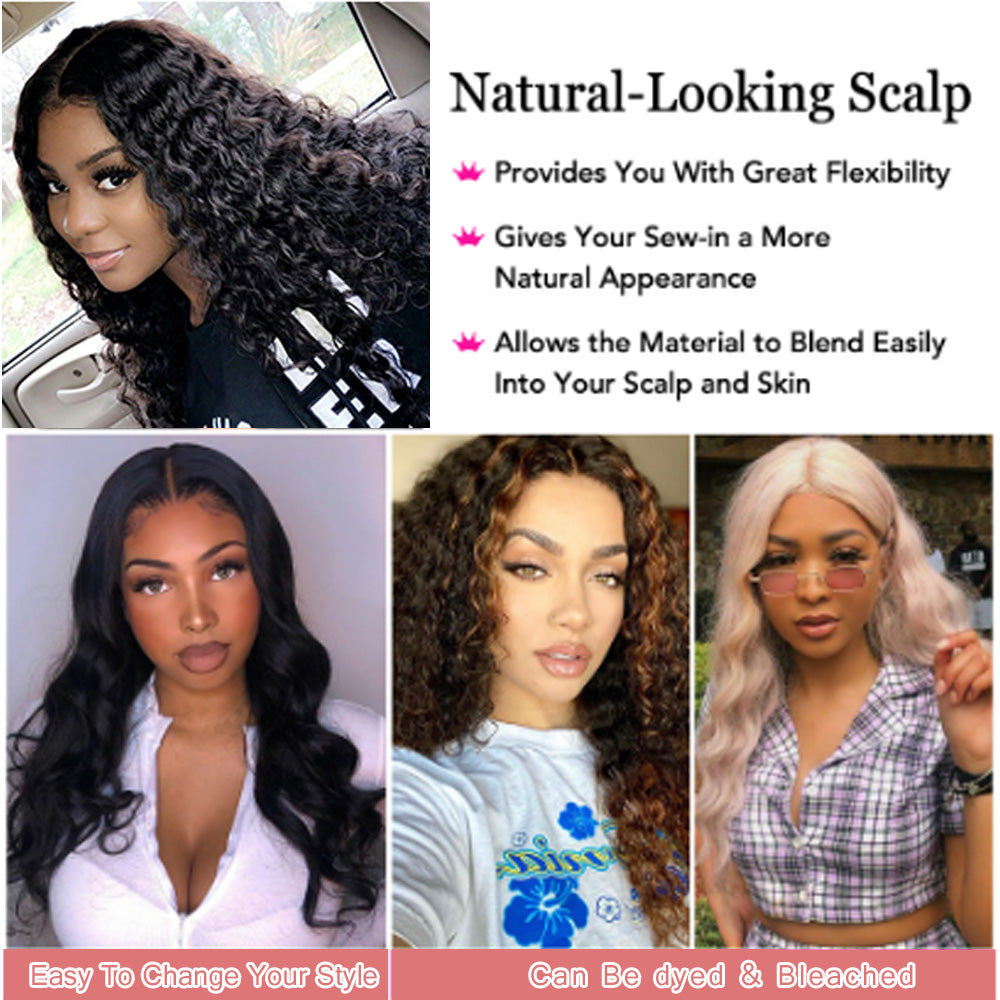 IDHERE 4x4 Deep Wave Lace Closure Wigs Human Hair 180% Density Lace Front Human Hair HD Lace Curly Wigs