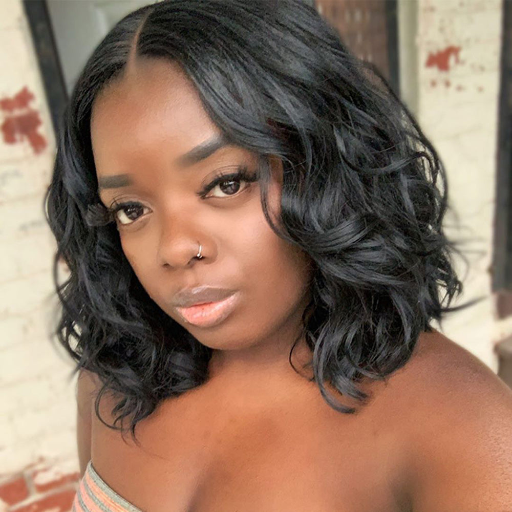 IDHERE Blunt Cut Bob 4X4 Lace Closure Human Hair Wigs Body Wave Lace Front Bob Wigs With Baby Hair