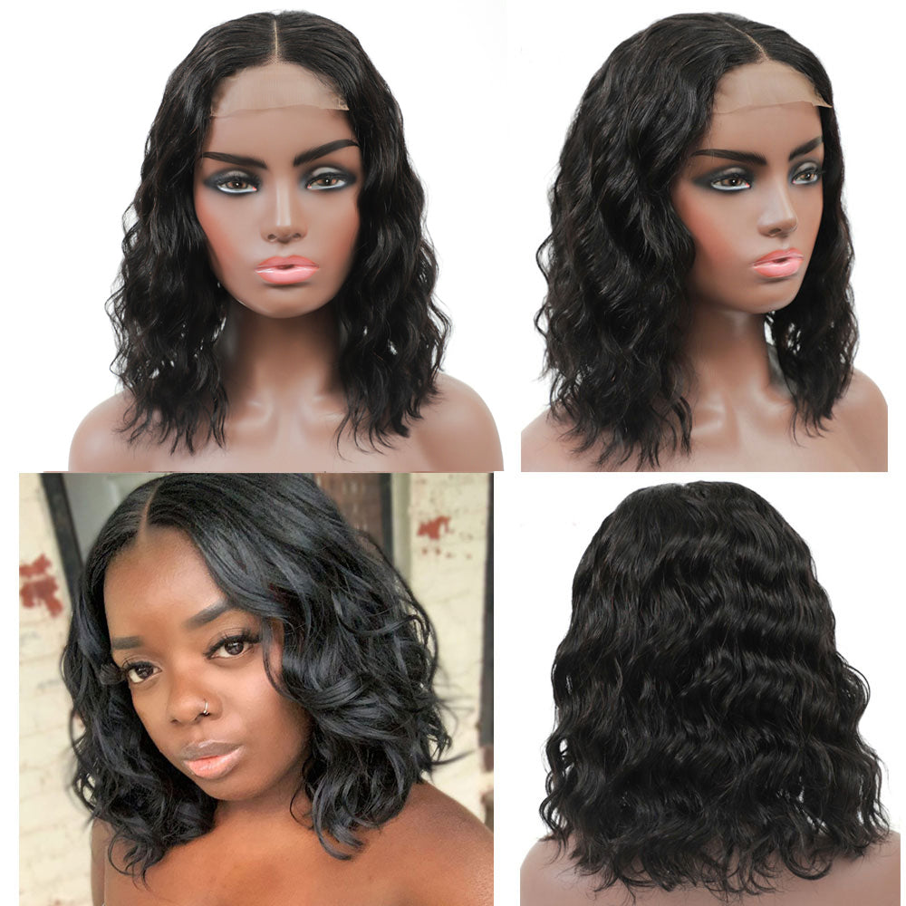 IDHERE Blunt Cut Bob 4X4 Lace Closure Human Hair Wigs Body Wave Lace Front Bob Wigs With Baby Hair