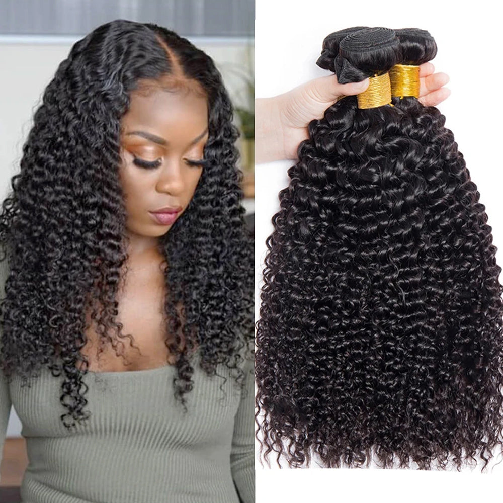 IDHERE Curly Bundles Human Hair Kinky Curly Human Hair 3 Bundles 14A Unprocessed Virgin Curly Weave Bundles Human Hair