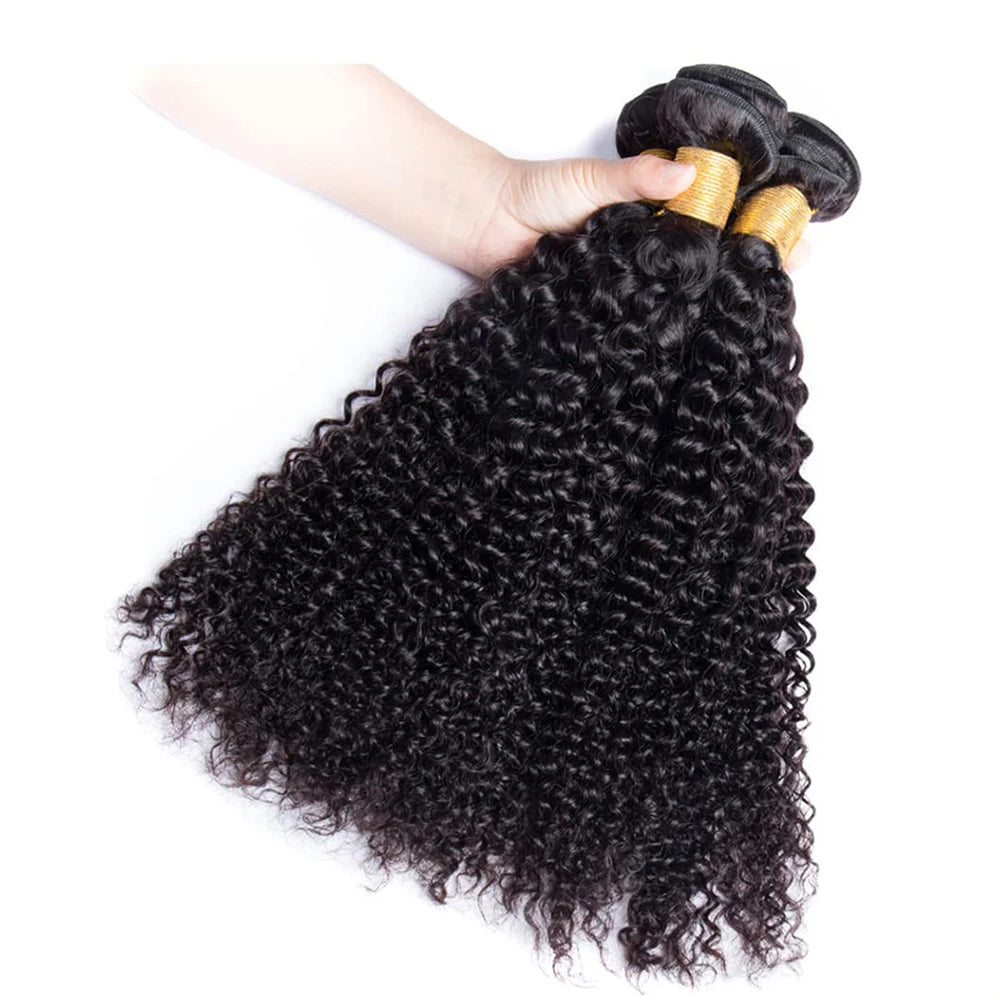 IDHERE Curly Bundles Human Hair Kinky Curly Human Hair 3 Bundles 14A Unprocessed Virgin Curly Weave Bundles Human Hair