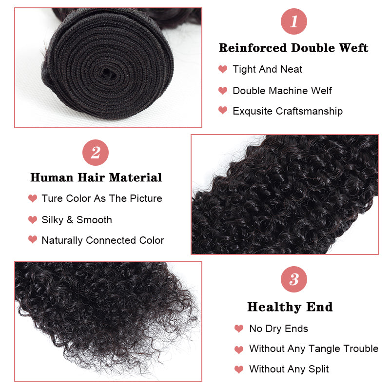 IDHERE Curly Bundles Human Hair Kinky Curly Human Hair 3 Bundles 14A Unprocessed Virgin Curly Weave Bundles Human Hair