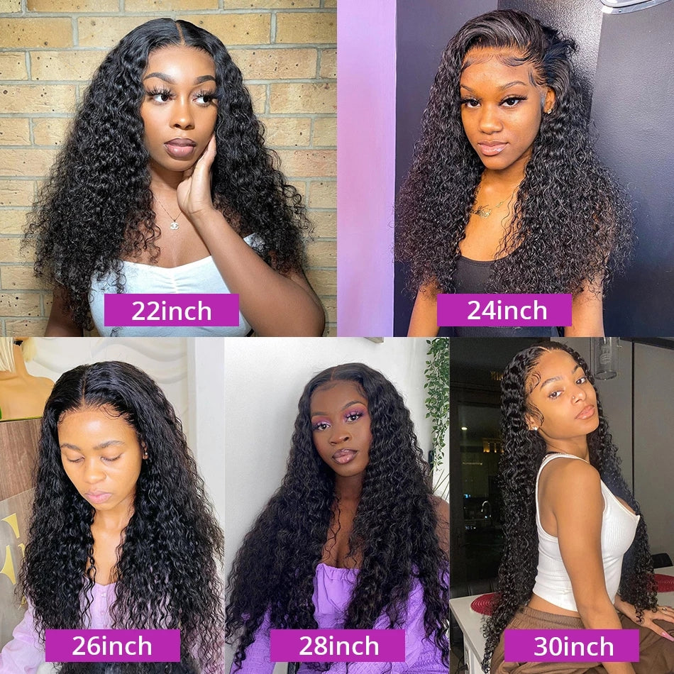 IDHERE Deep Wave Lace Front Wigs Human Hair Wigs 180% Density 13X4 HD Transparent Lace Frontal Human Hair Wigs