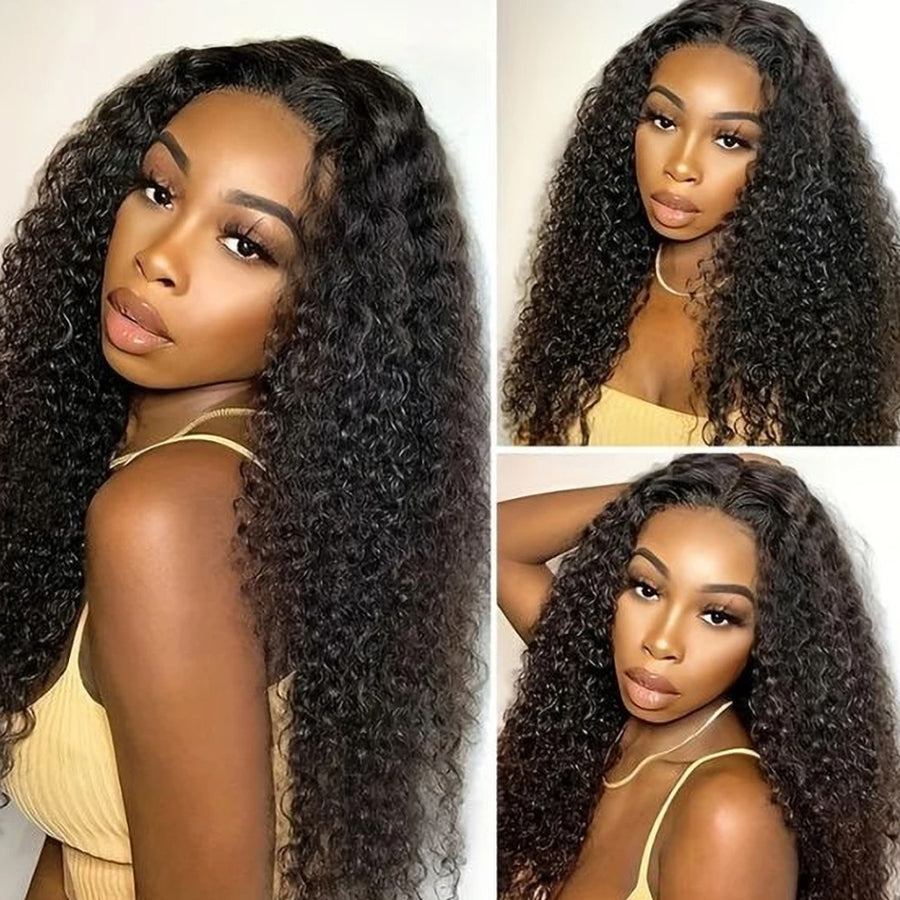 IDHERE Kinky Curly Lace Front Wigs Human Hair 4X4 HD Lace Closure Human hair Curly Wigs