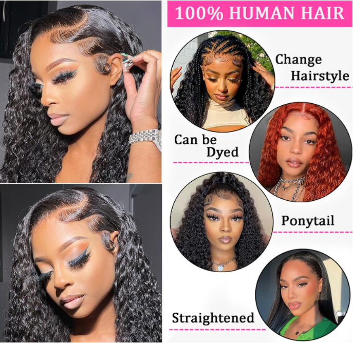 IDHERE Kinky Curly Lace Front Wigs Human Hair Wigs For Black Women HD 13x4 Curly Wave Lace Front Wigs