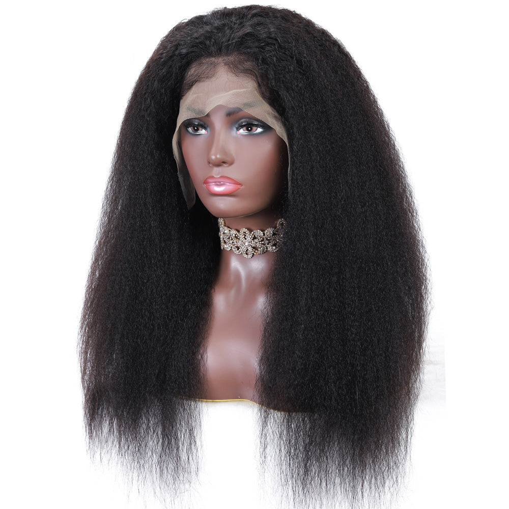 IDHERE Kinky Straight Lace Front Wig 13x6 Hd Lace Frontal Yaki Human Hair Wigs