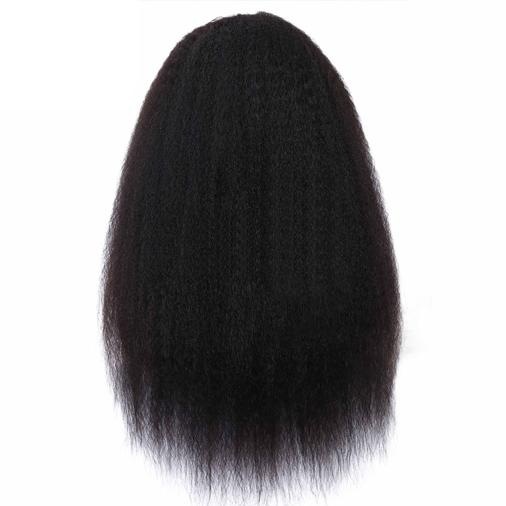 IDHERE Kinky Straight Lace Front Wigs Human Hair No Glue 4X4 HD Lace Closure Yaki Straight Human hair Wigs