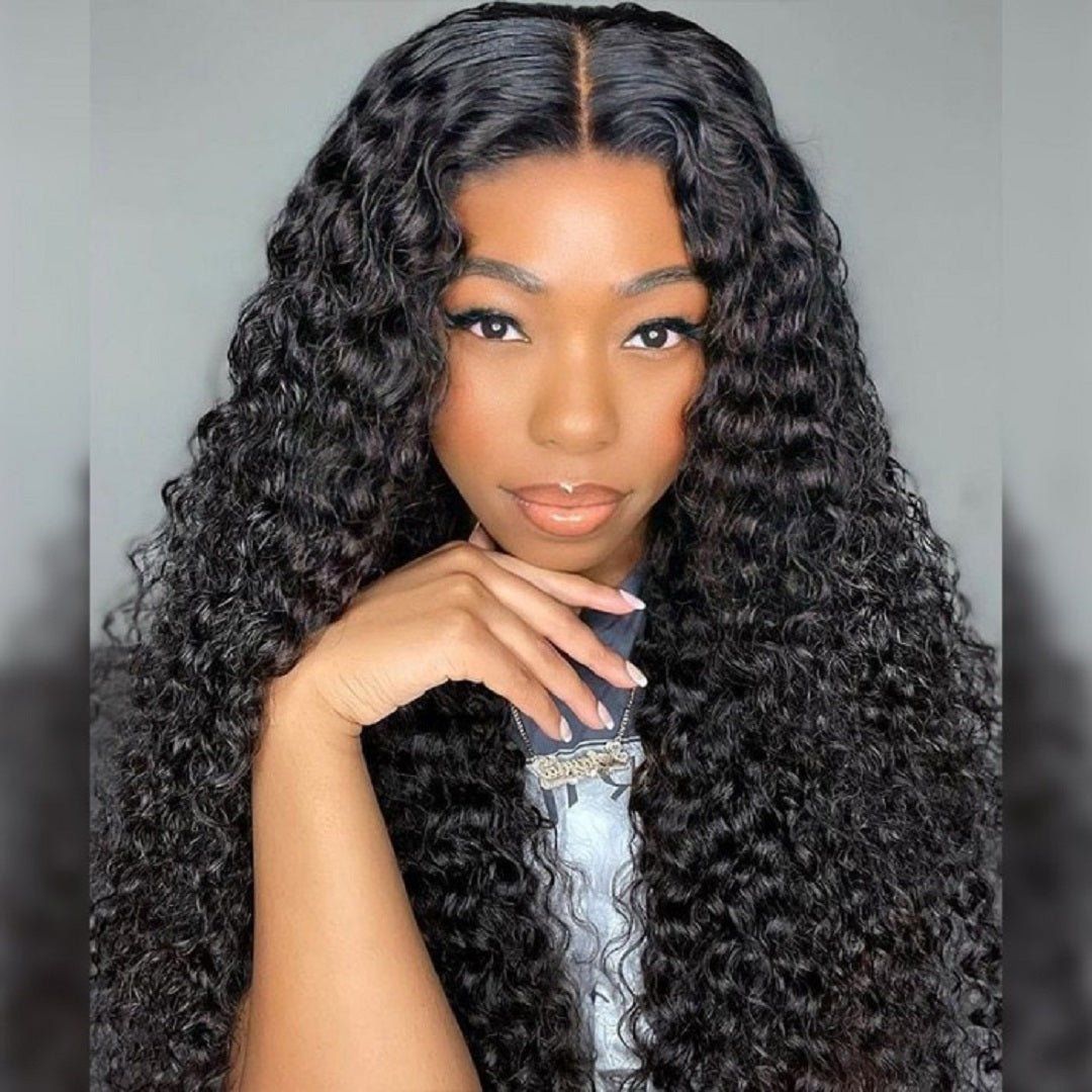 IDHERE Lace Front Wigs Human Hair Water Wave Virgin Hair 180% Density 4X4 Water Curly Lace Closure Human Hair Wigs