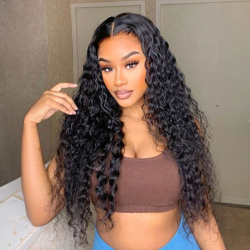 IDHERE Lace Front Wigs Human Hair Water Wave Virgin Hair 180% Density 4X4 Water Curly Lace Closure Human Hair Wigs