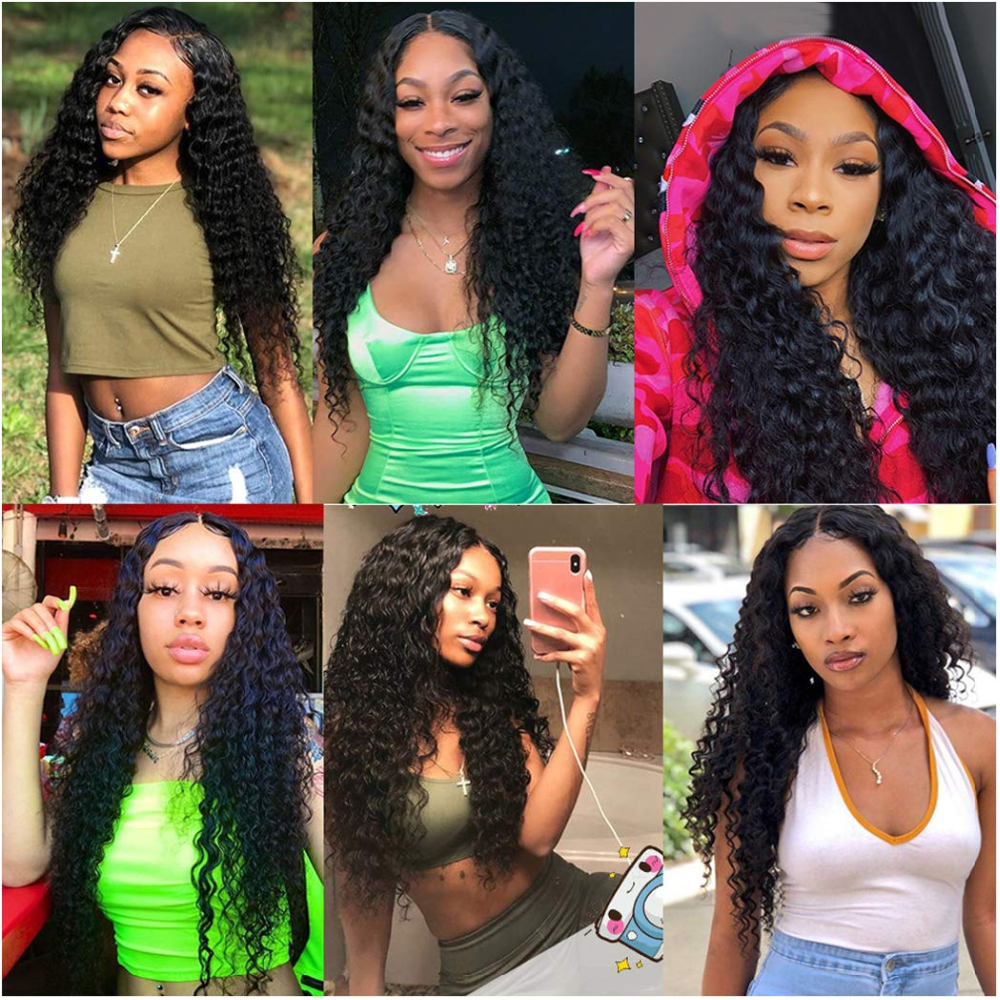 IDHERE Lace Front Wigs Human Hair Water Wave Virgin Hair 180% Density 4X4 Water Curly Lace Closure Human Hair Wigs