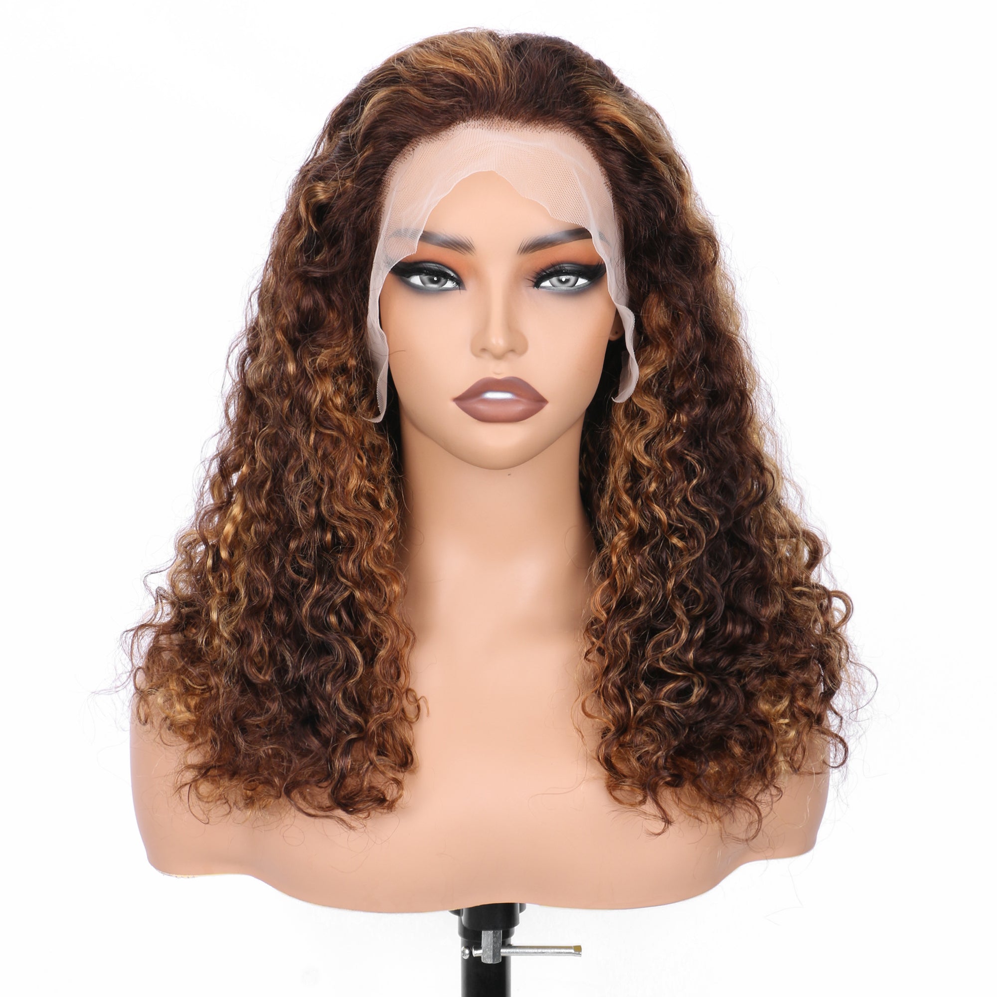 IDHERE New Arrival Super Double Drawn Pixie Curly P4/27 Highlighted 13x4 Lace Frontal Human Hair Wig