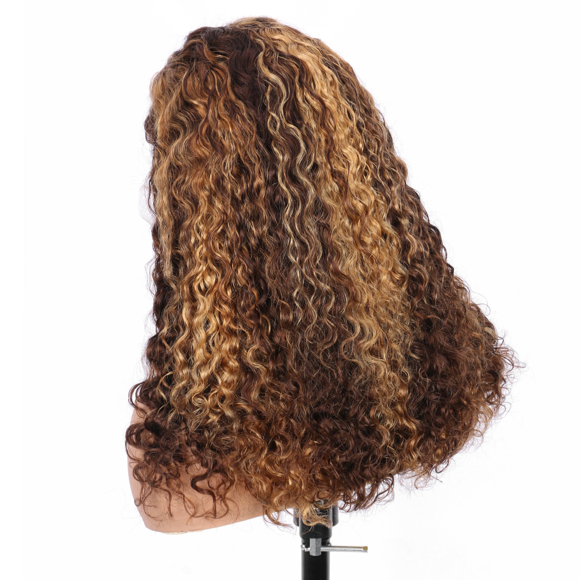 IDHERE New Arrival Super Double Drawn Pixie Curly P4/27 Highlighted 13x4 Lace Frontal Human Hair Wig